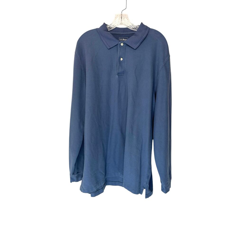 L.L. Bean Men's Blue Casual Traditional Fit Long Sleeve Polo Shirt Size‎ XL Tall